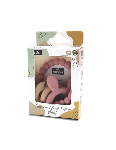 СИЛИКОНОВА ГРИЗАЛКА С БУК ЗАЙЧЕ NATURAL DEEEP PINK