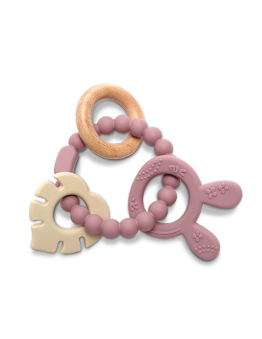 СИЛИКОНОВА ГРИЗАЛКА С БУК ЗАЙЧЕ NATURAL DEEEP PINK