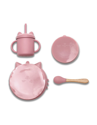 СИЛИКОНОВ СЕТ ЗА ХРАНЕНЕ 4 ЧАСТИ NATURAL DEEP PINK
