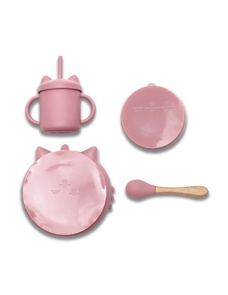 СИЛИКОНОВ СЕТ ЗА ХРАНЕНЕ 4 ЧАСТИ NATURAL DEEP PINK