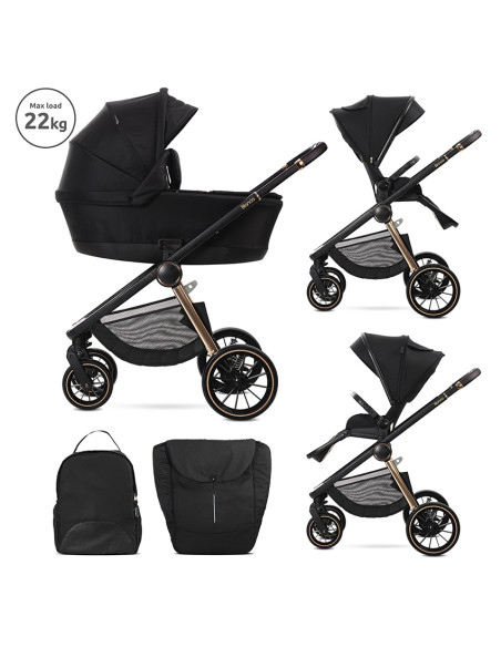 Д.КОЛИЧКА BIANCA BLACK 2 В 1 до 22кг + АДАПТОРИ