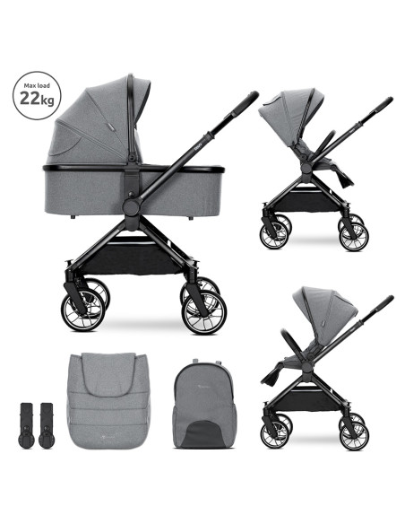 Д.КОЛИЧКА REYA 2in1 GREY до 22 кг кош за новороден