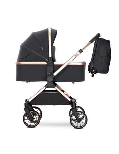 Д.КОЛИЧКА REYA 2in1 BLACK до22кг кош за новородено