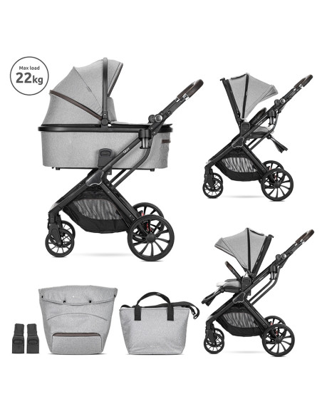 Д.КОЛИЧКА GLORY 2in1 GREY+АДАПТОРИ с кош за новоро