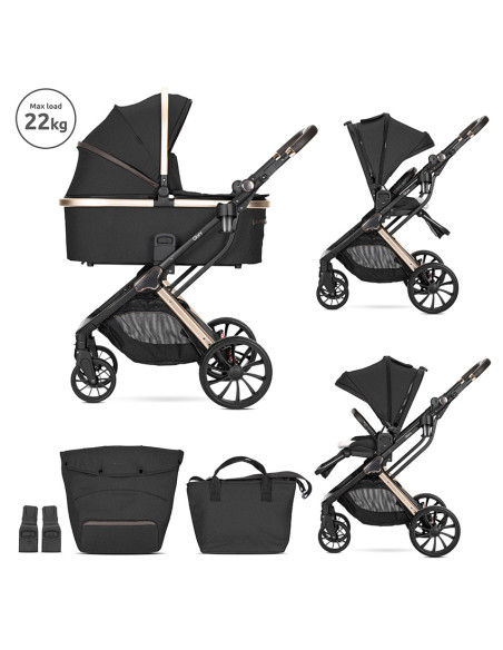 Д.КОЛИЧКА GLORY 2in1 BLACK+АДАПТОРИ с кош за новор