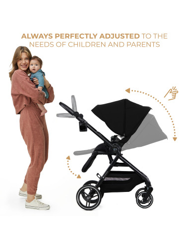 Kinderkraft YOXI бебешка количка 3в1 PURE BLACK