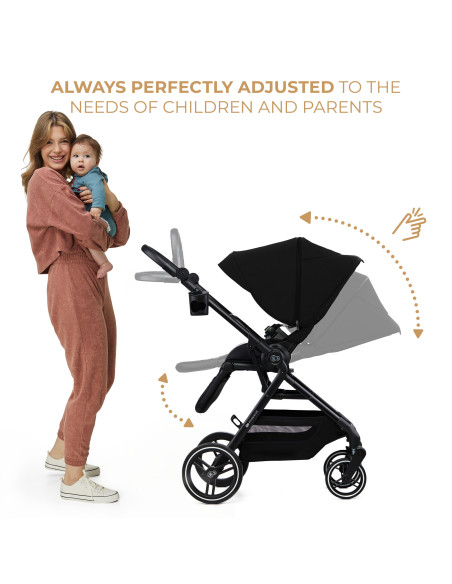 Kinderkraft YOXI бебешка количка 3в1 PURE BLACK