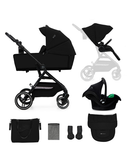 Kinderkraft YOXI бебешка количка 3в1 PURE BLACK