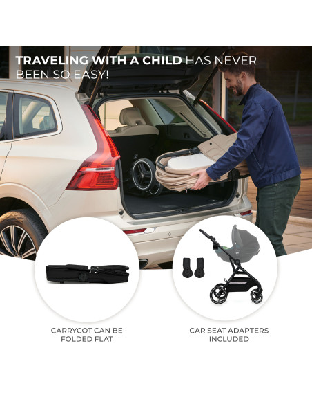 Kinderkraft YOXI бебешка количка 3в1 PURE BLACK