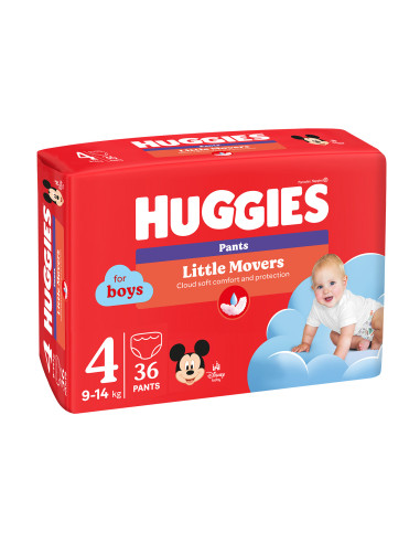Huggies Бебешки пелени гащички Little Movers Boy 4, 9-14кг, 36 бр.