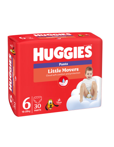 Huggies Бебешки пелени гащички Little Movers 6, 15-25кг, 30 бр.