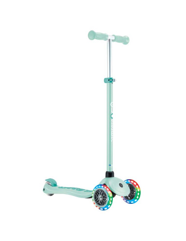 Детска тротинетка с 3 светещи колела GLOBBER PRIMO PLUS LIGHTS, мента