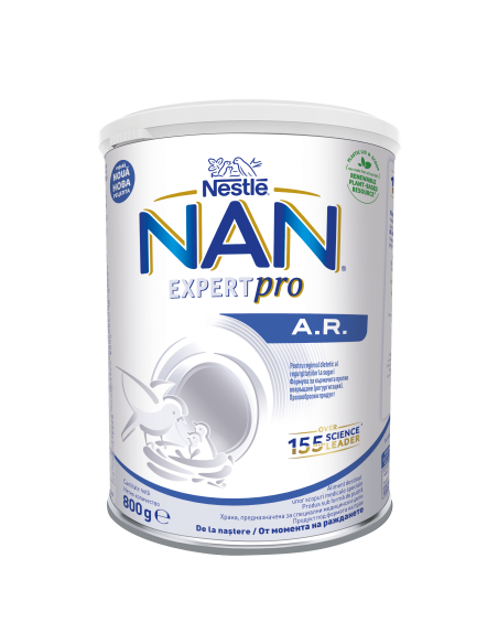 Nestlé® NAN® A.R., от момента на раждането, Формула за кърмачета против повръщане (регургитация), 800 g, метална кутия