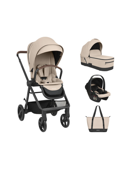 Комбинирана количка 3в1 с кош за новородено Mia Beige