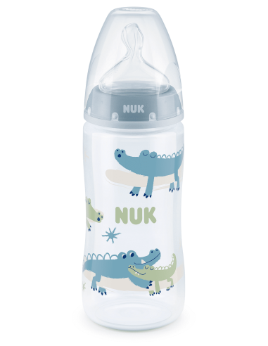 NUK First Choice РР Шише Temperature control 300мл силиконов биберон 0-6 мес. микс - Син