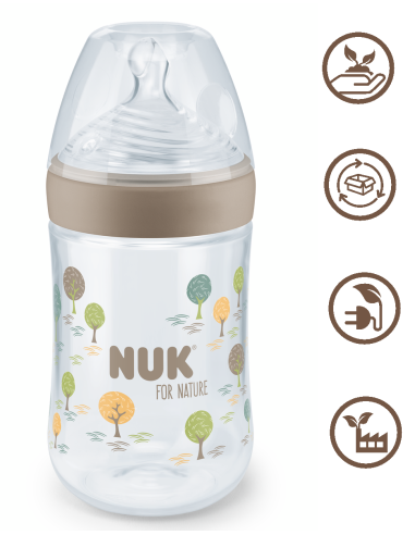 NUK for NATURE Шише РР Temperature Control 260мл. със силиконов биберон 0+мес. М - Бежов