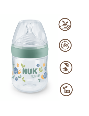 NUK for NATURE Шише РР Temperature Control 150мл. със силиконов биберон 0+ S - Зелен