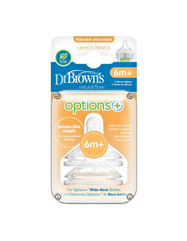 Биберони Dr.Brown's за шишета Wide-Neck Options+ 6м.+ 2бр.