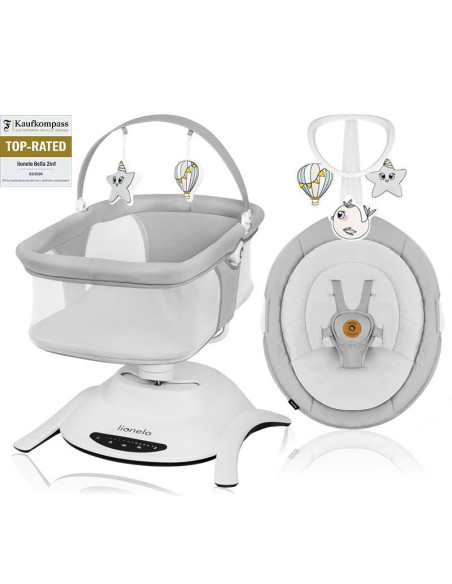 Бебешка люлка 2 в 1 с кош Lionelo Bella, 5 режима на люлеене, нощен режим, автоматичен старт, 12 мелодии