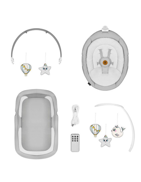 Бебешка люлка 2 в 1 с кош Lionelo Bella, 5 режима на люлеене, нощен режим, автоматичен старт, 12 мелодии