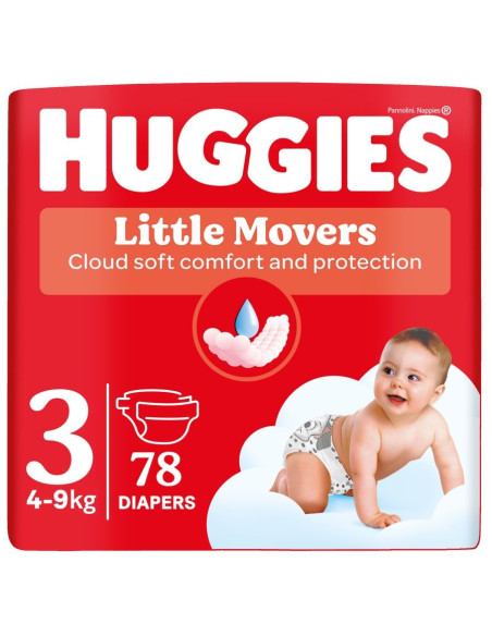 Huggies Бебешки пелени Little Movers 3, 4-9кг, 78 бр.