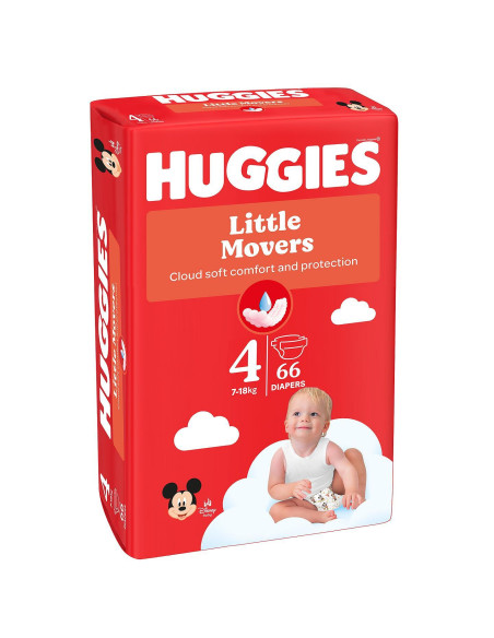 Huggies Бебешки пелени Little Movers 4, 7-18кг,  66 бр.