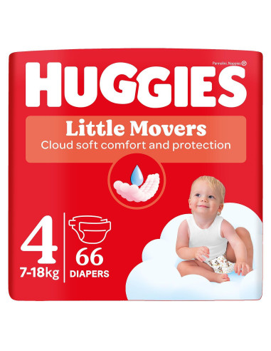 Huggies Бебешки пелени Little Movers 4, 7-18кг,...