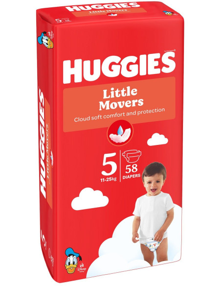 Huggies Бебешки пелени Little Movers 5, 11-25кг, 58 бр.