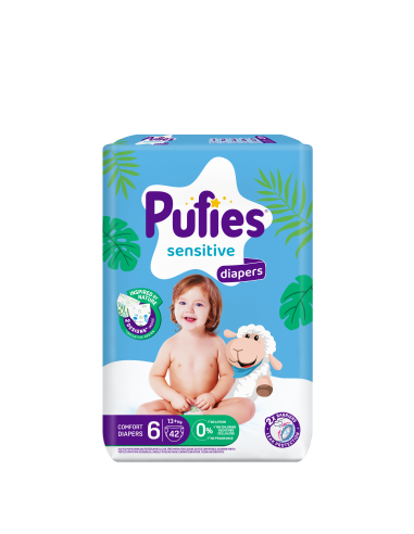 Pufies пелени Sensitive 6, 42бр, 13+ кг, Maxi Pack