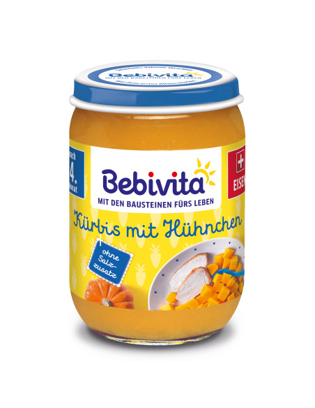 BEBIVITA 1732 Пюре Тиква, Пилешко И Ябълка, пюре, 190 гр
