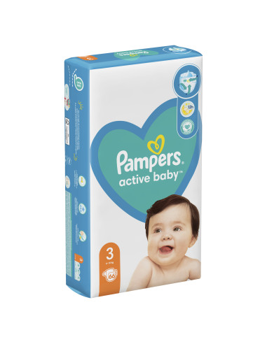 PAMPERS Active Baby Миди VPP, пелени, S3, 66бр.