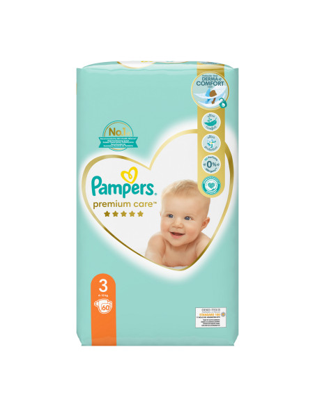 PAMPERS Premium Care Миди VP, пелени, S3, 60бр.
