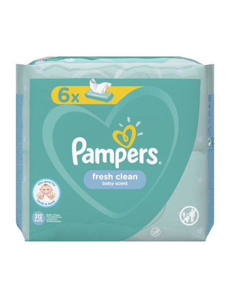 PAMPERS Fresh Clean, мокри кърпички, 6х52бр.