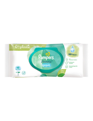 PAMPERS Harmonie Aqua, мокри кърпички, 48бр.