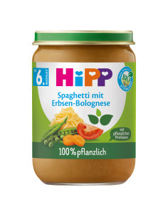 HIPP 60500 БИО Спагети Болонезе с Грах, пюре, 190 гр