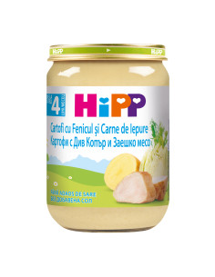 HIPP Картофи, копър, заешко 6173, пюре, 190 гр