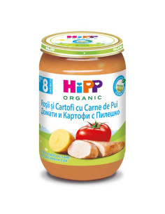 HIPP пюре домати, картофи, пилешко 6510, пюре, 220 гр