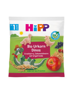 HIPP 82013 БИО Динозаври с плодове, зърнен снакс, 30 гр