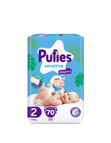 Pufies пелени Sensitive 2, 70 бр, 4-8 кг, Maxi...