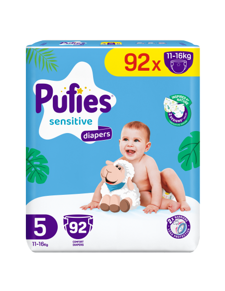 Pufies пелени Sensetive 5, 92 бр, 11-16 кг, Mega Pack