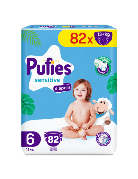 Pufies пелени Sensetive 6, 82 бр, 13+ кг, Mega Pack