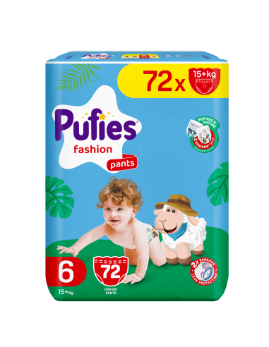 Pufies гащички Fashion 6, 72 бр, 15+ кг, Mega Pack