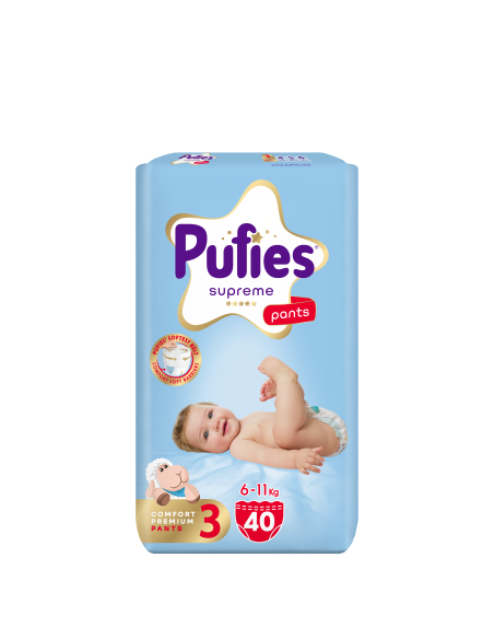 Pufies гащички Supreme 3, 40 бр, 6-11 кг, Value Pack