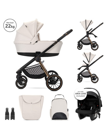 Д.КОЛИЧКА BIANCA BEIGE LATTE 3 В 1 до 22кг с кош з