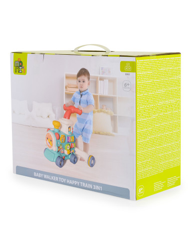 Играчка за прохождане 3в1 Happy Train mint