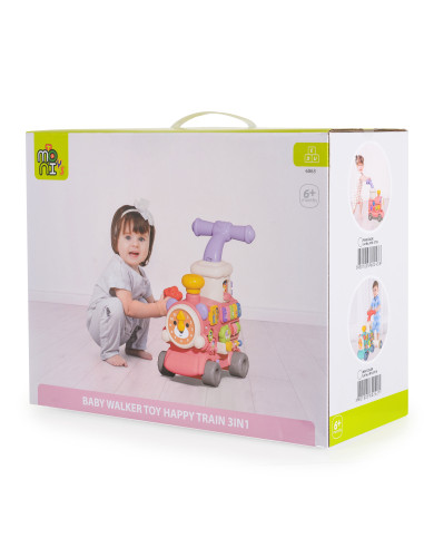 Играчка за прохождане 3в1 Happy Train pink