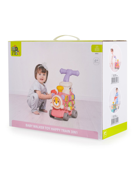 Играчка за прохождане 3в1 Happy Train pink
