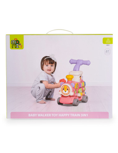Играчка за прохождане 3в1 Happy Train pink