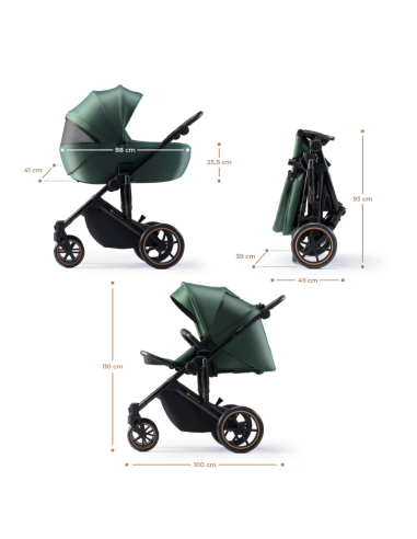 Kinderkraft Prime 2 бебешка количка 2в1 DARK GREEN