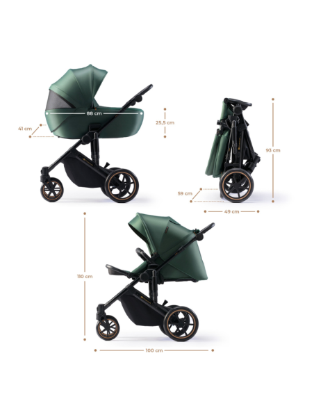 Kinderkraft Prime 2 бебешка количка 2в1 DARK GREEN